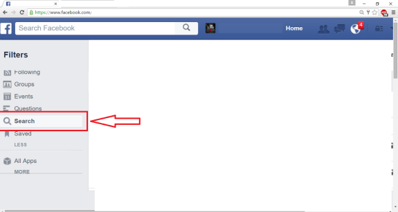 Select search activity in Facebook